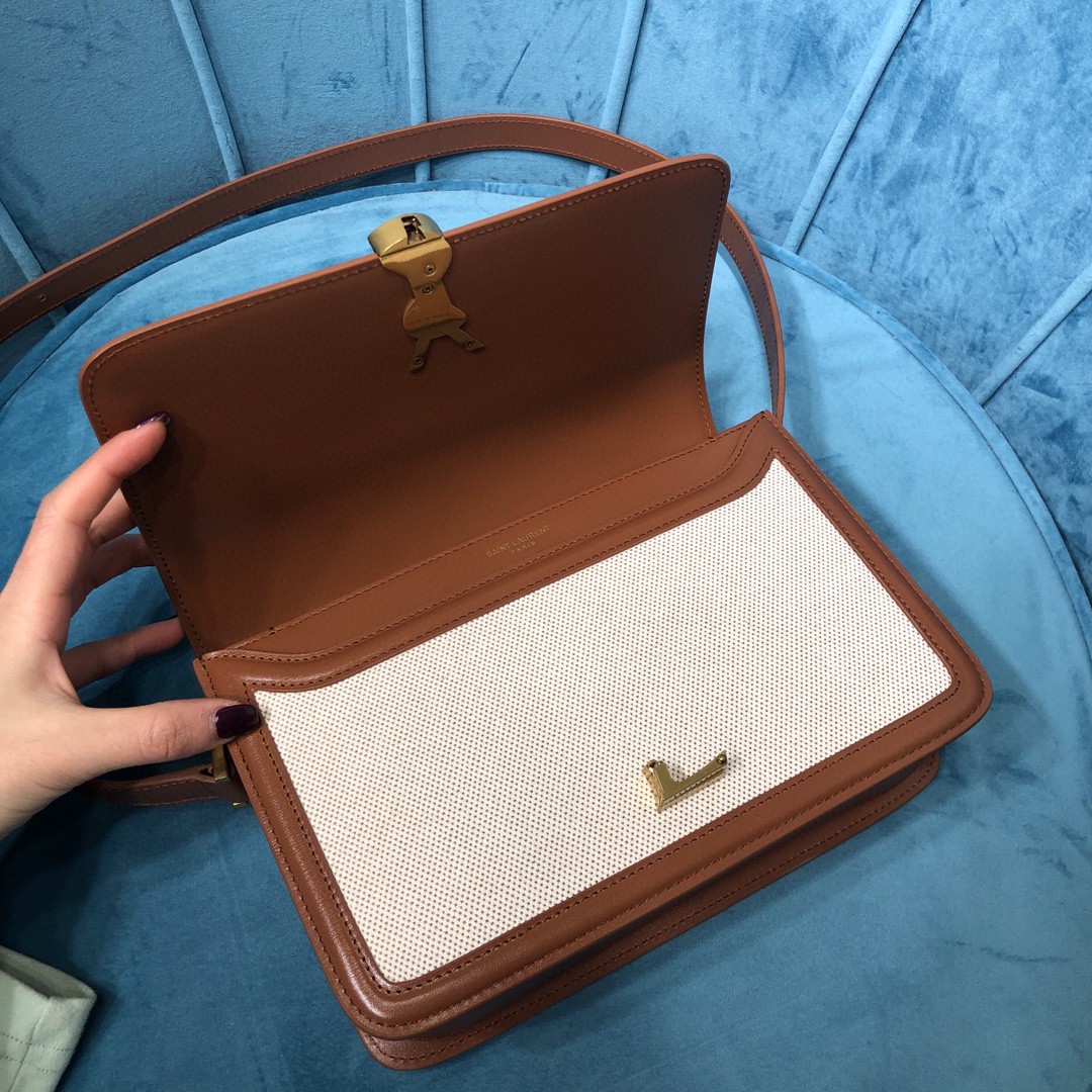 y51 solferino medium satchel in canvas and box Sa1nt Lau*nt leather