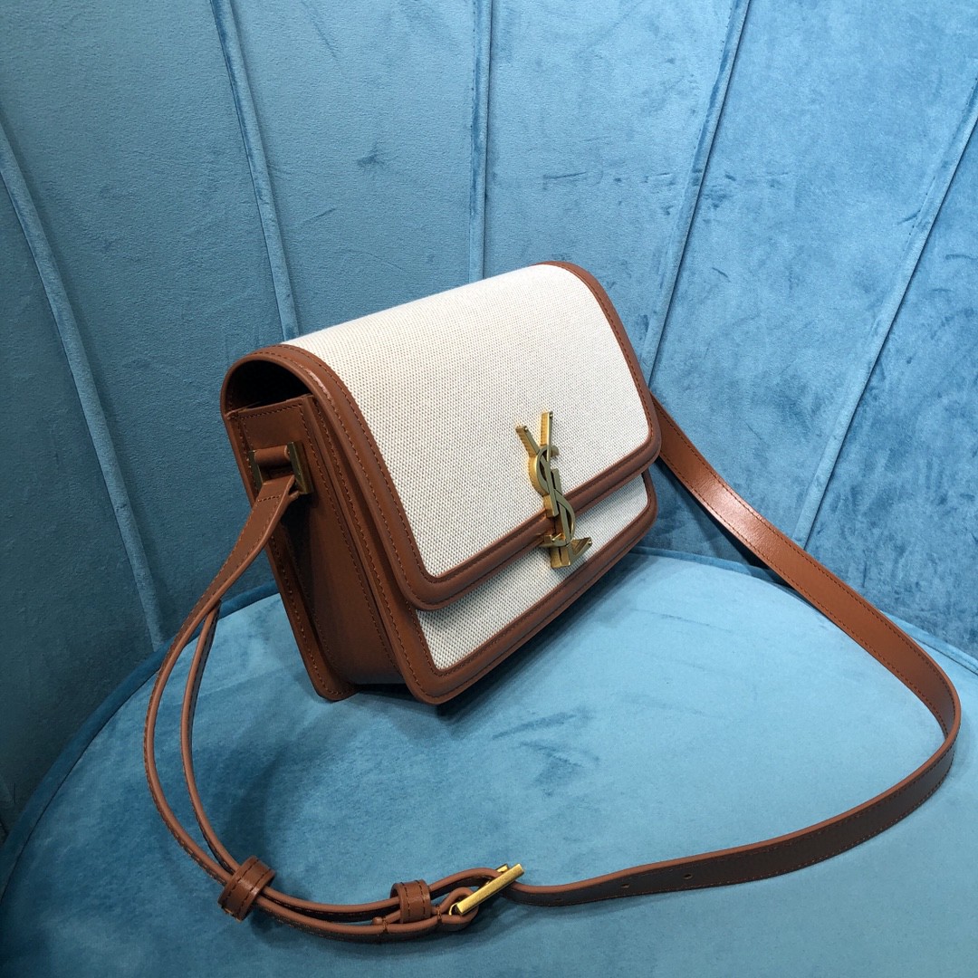y51 solferino medium satchel in canvas and box Sa1nt Lau*nt leather