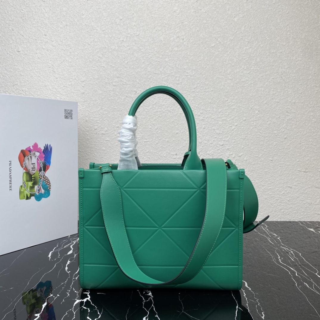 Pra*a small tote bagsmall leather Pra*a symbole bag with topstitching