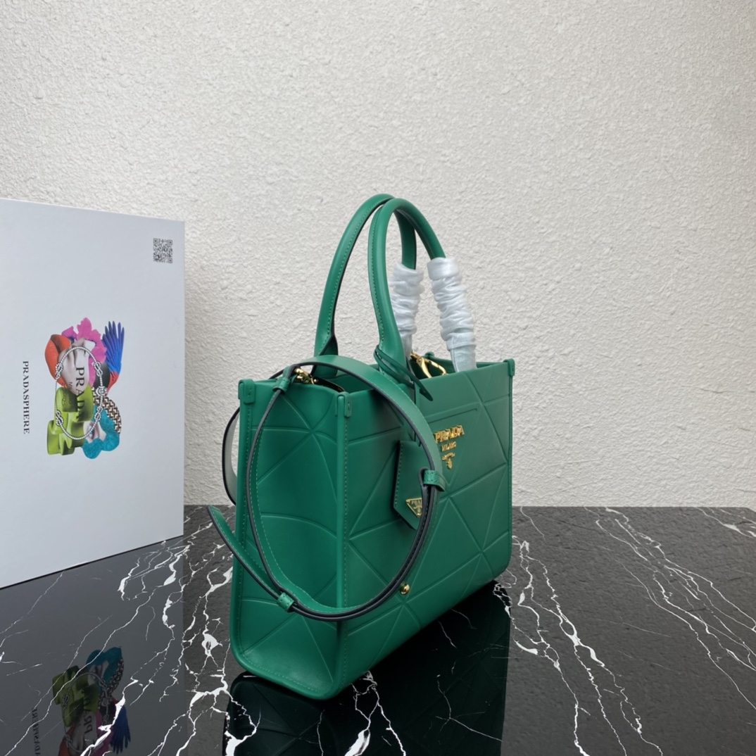 Pra*a small tote bagsmall leather Pra*a symbole bag with topstitching