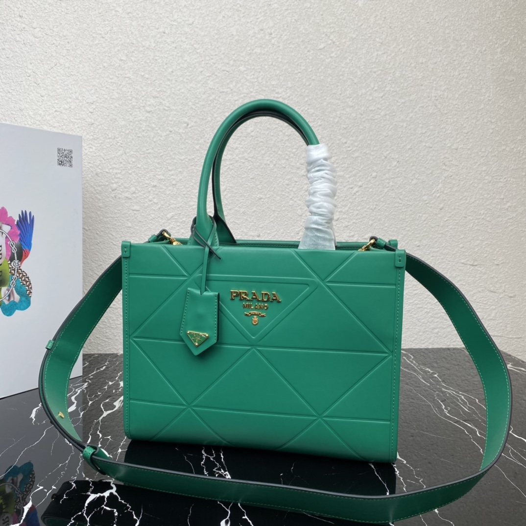 Pra*a small tote bagsmall leather Pra*a symbole bag with topstitching
