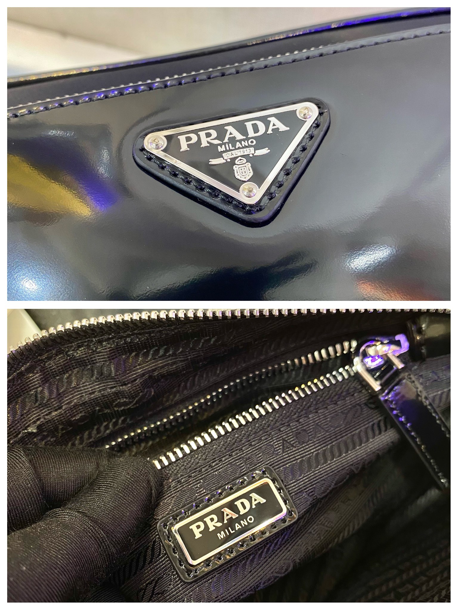 Pra*a re-nylon and saffiano leather belt bag