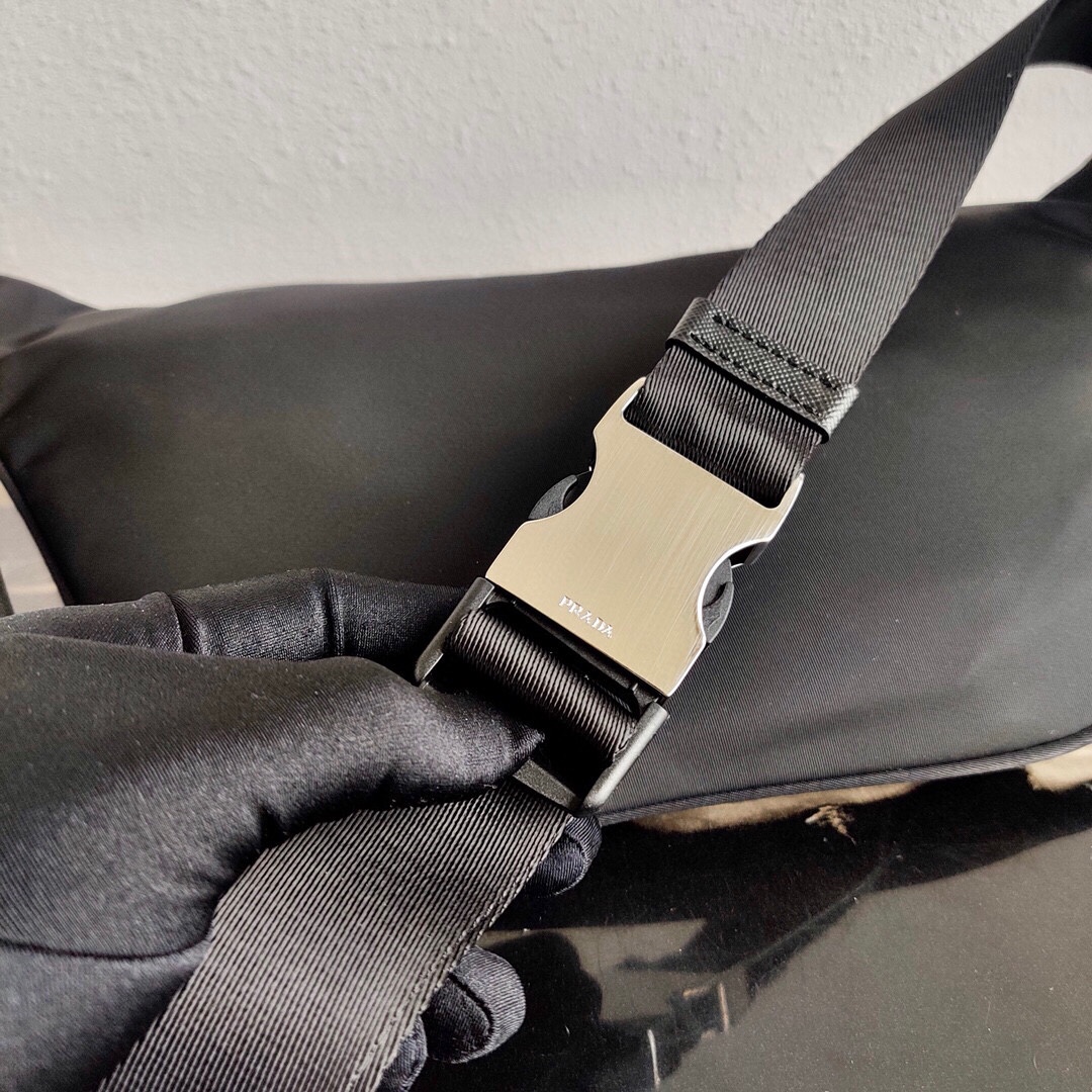 Pra*a black re-nylon belt bag