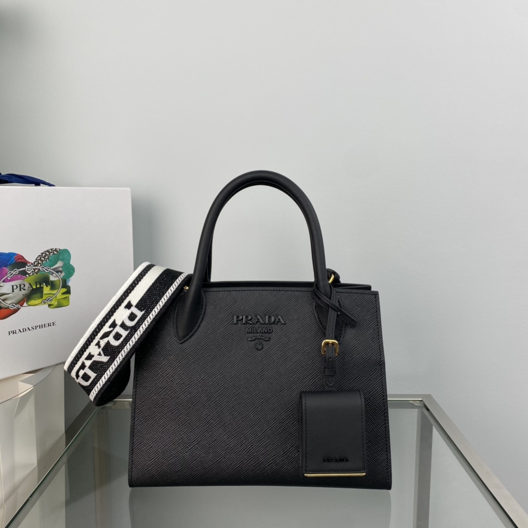 pra*a monoCh*0me small saffiano bag