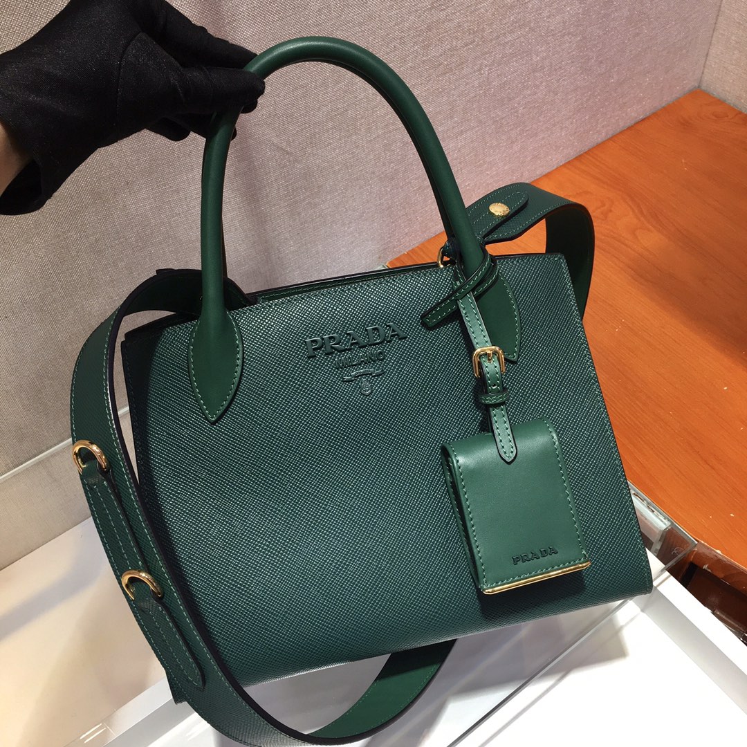 pra*a monoCh*0me small saffiano bag
