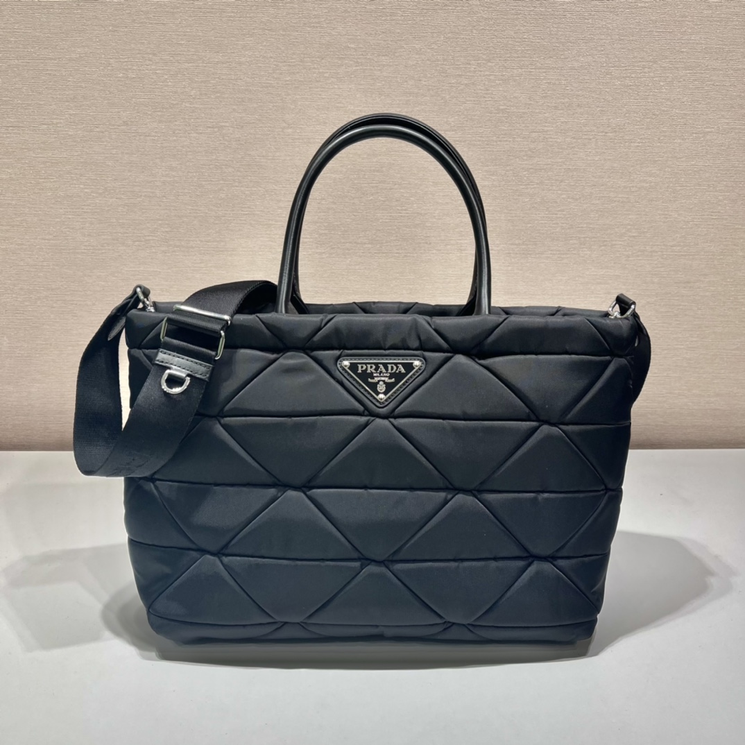 Pra*a black re-nylon medium padded tote