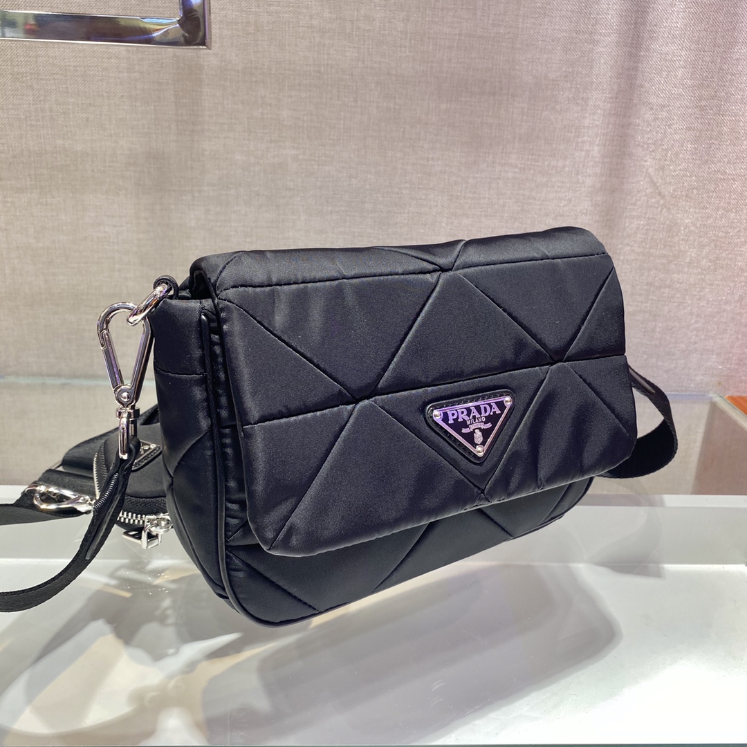 Pra*a system nappa patchwork shoulder bag