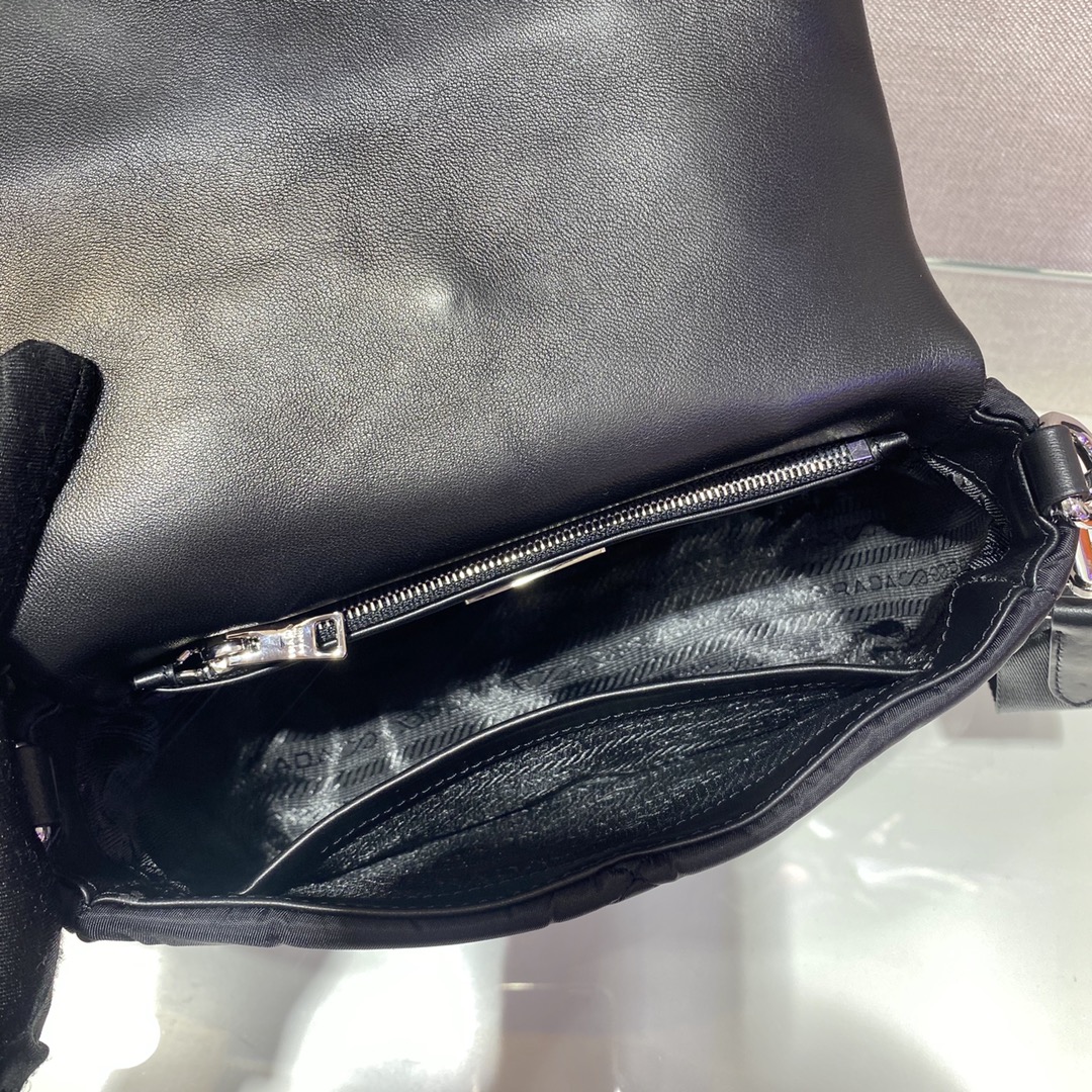 Pra*a system nappa patchwork shoulder bag