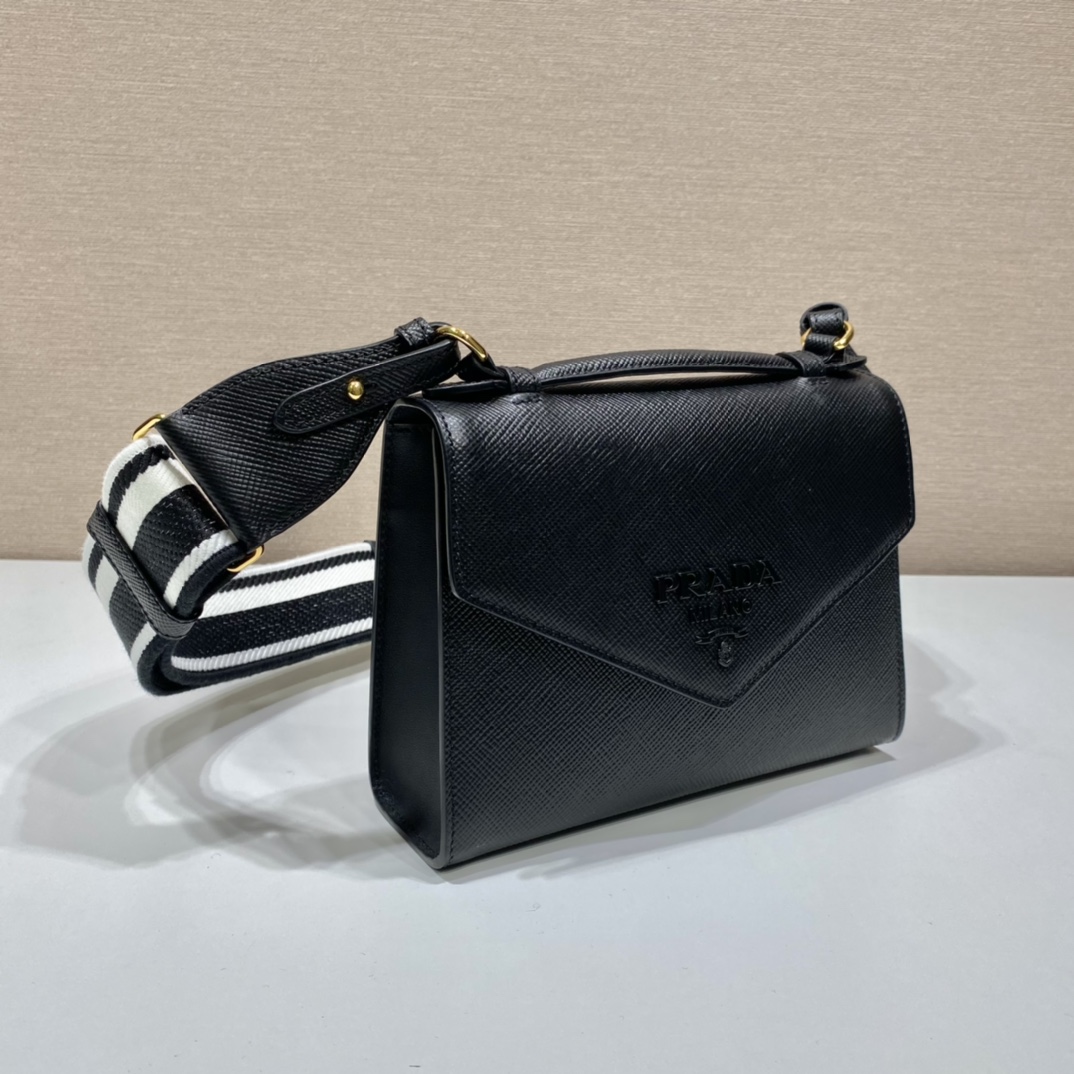 pra*a monoCh*0me saffiano and leather bag