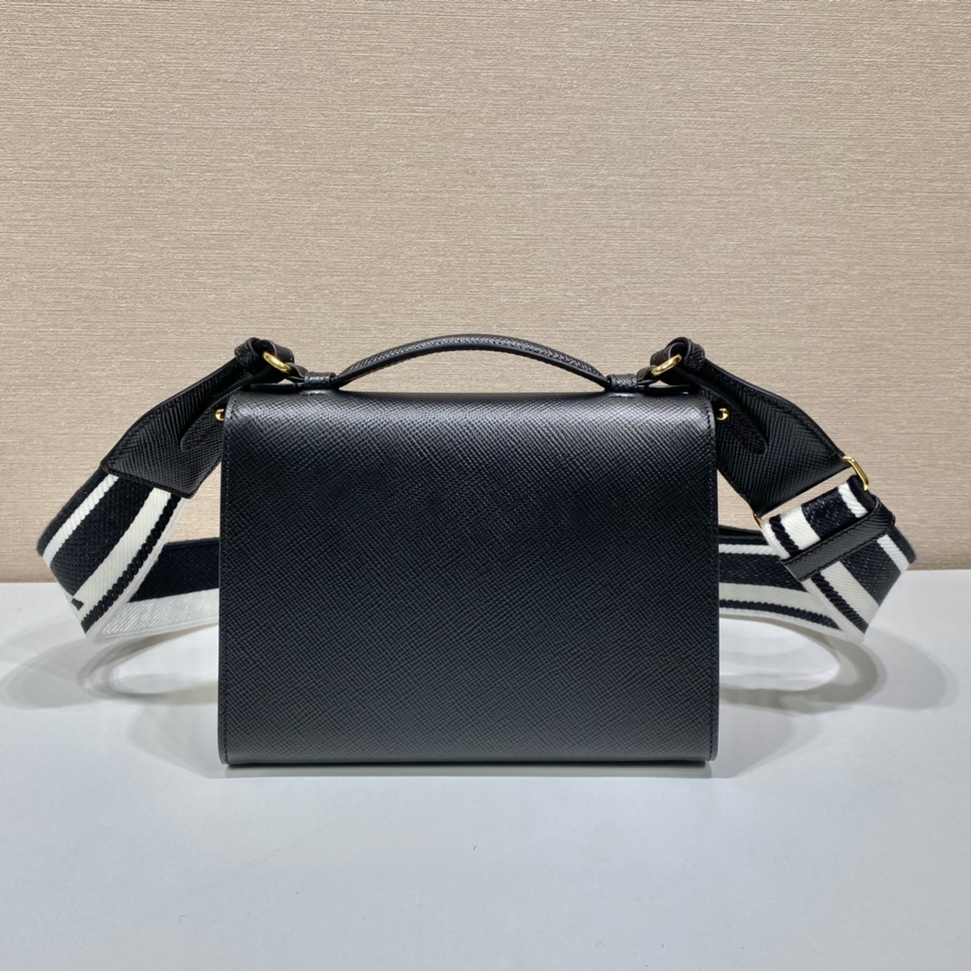 pra*a monoCh*0me saffiano and leather bag