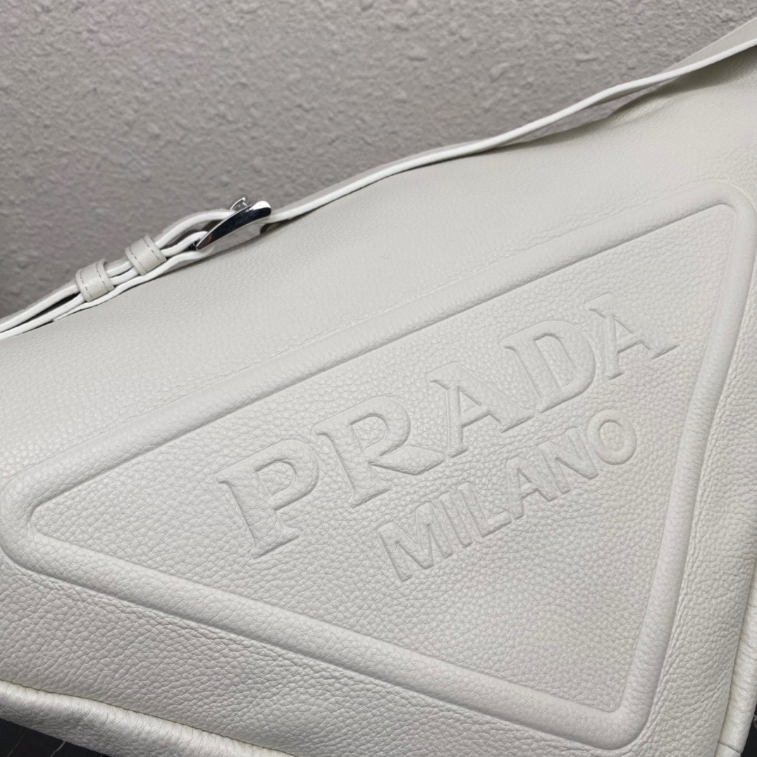 large leather Pra*a triangle bag
