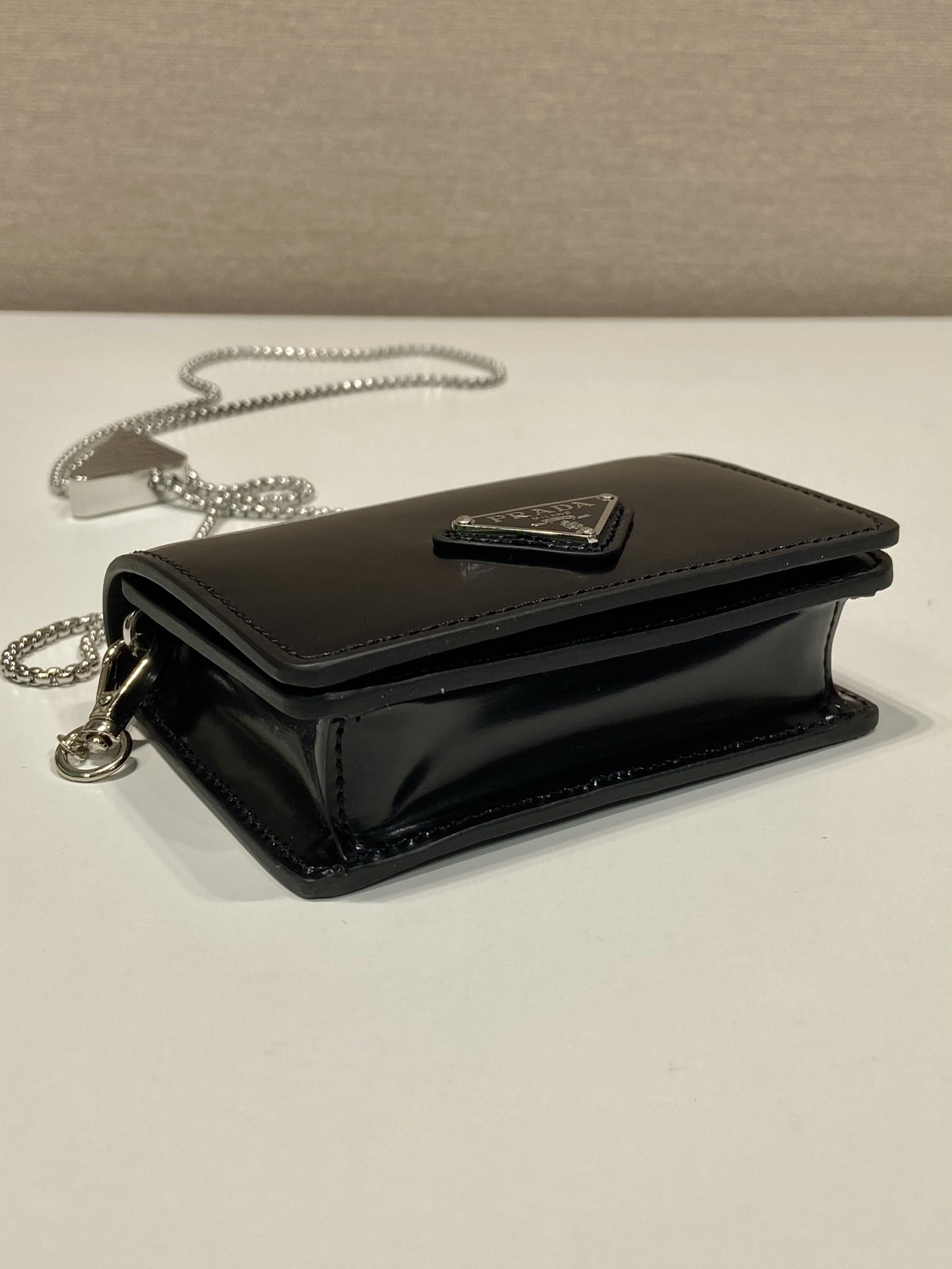 Pra*a cardholder with shoulder strap and crystals